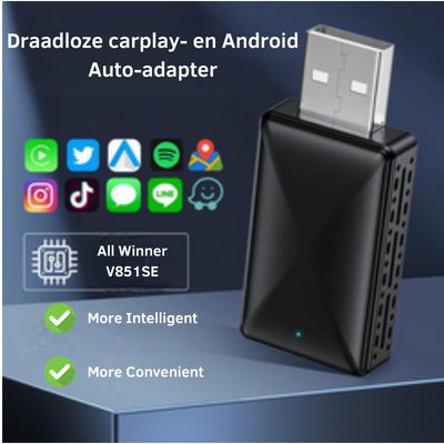 CarLink™ | Draadloze Adapter voor CarPlay en Android Auto